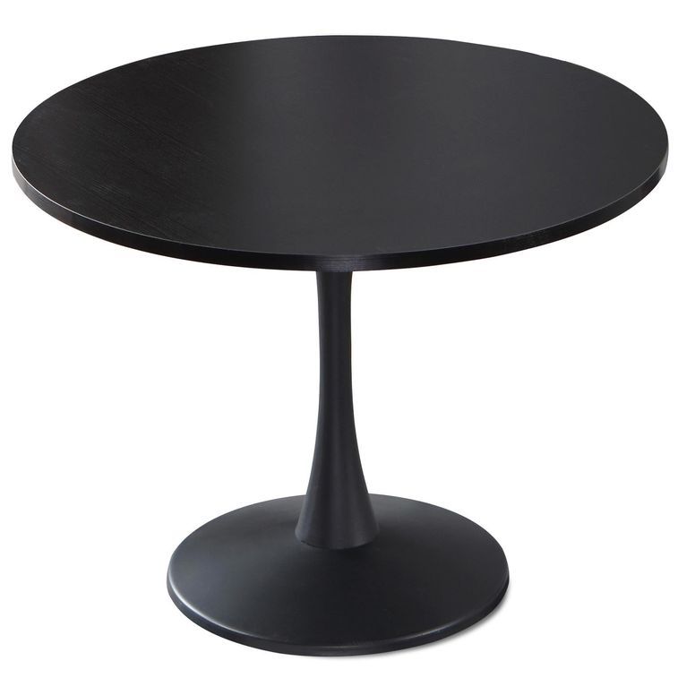 Table à manger ronde bois et pied métal noir Kandra 100 cm - Photo n°1