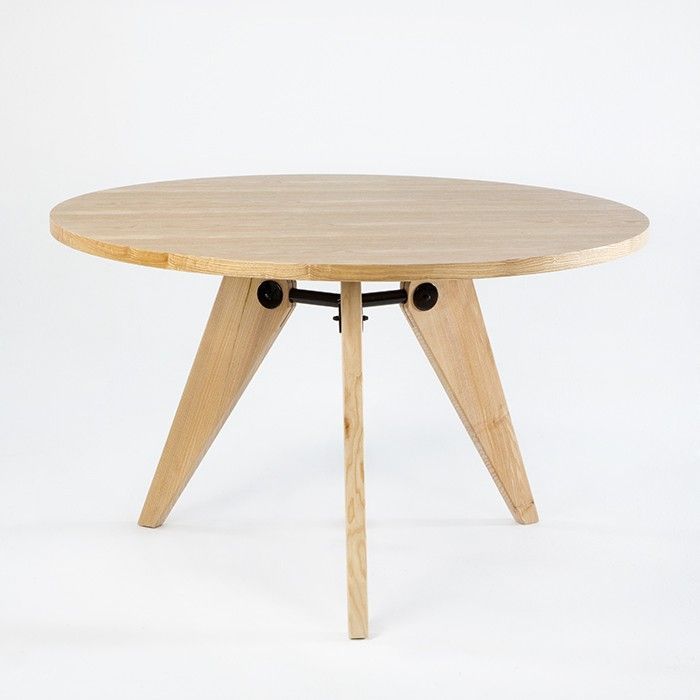 Table à manger ronde bois massif clair Mia - Photo n°1