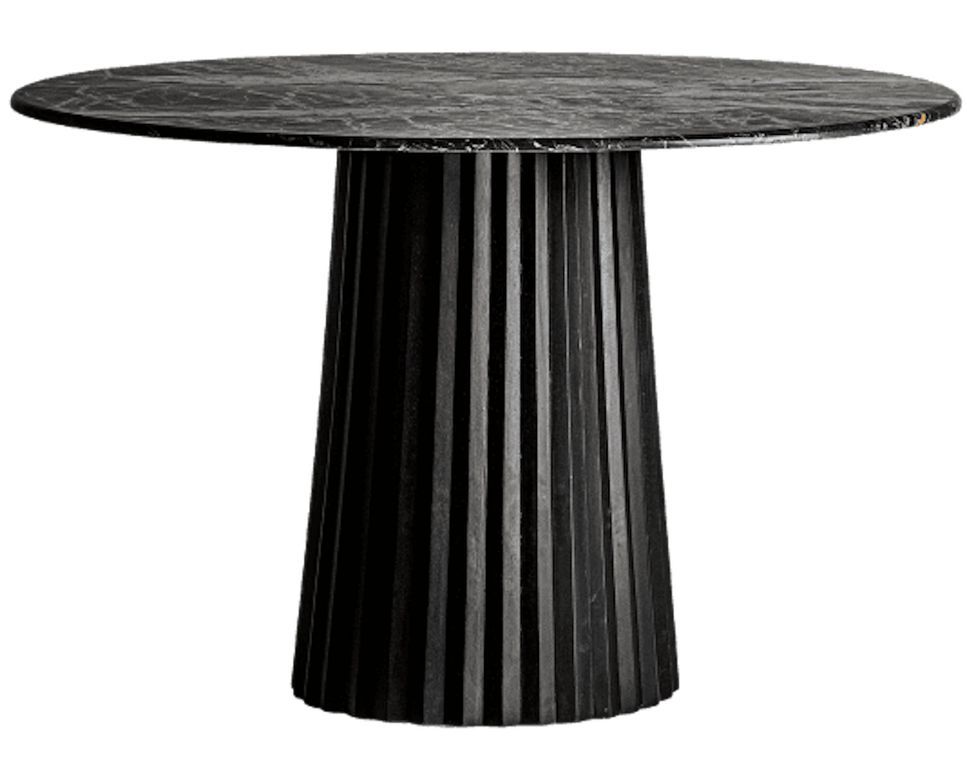 Table à manger ronde bois plissé et marbre 120 cm José Manuel Ferrero d’Estudi - Photo n°5