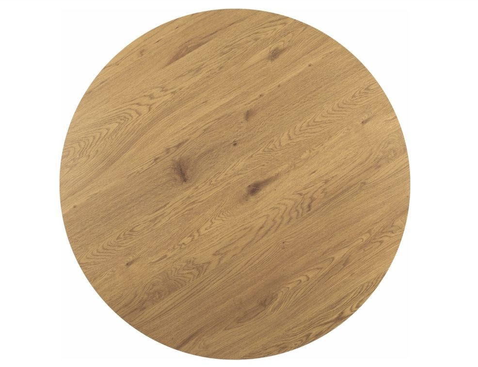 Table à manger ronde en bois plaqué chêne et pied métal noir Tendy 120 cm - Photo n°3