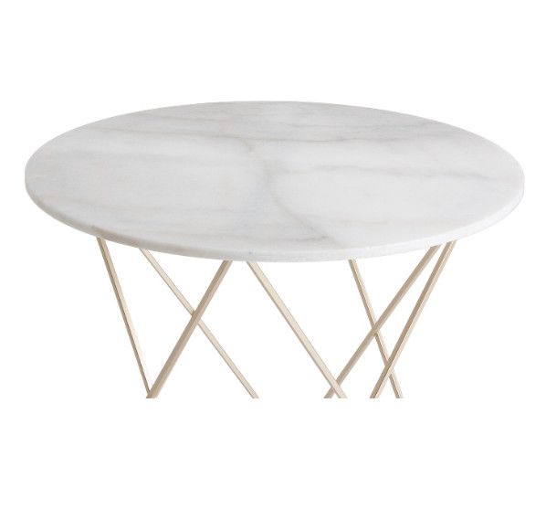 Table à manger ronde marbre blanc et métal doré Sacha - Photo n°2
