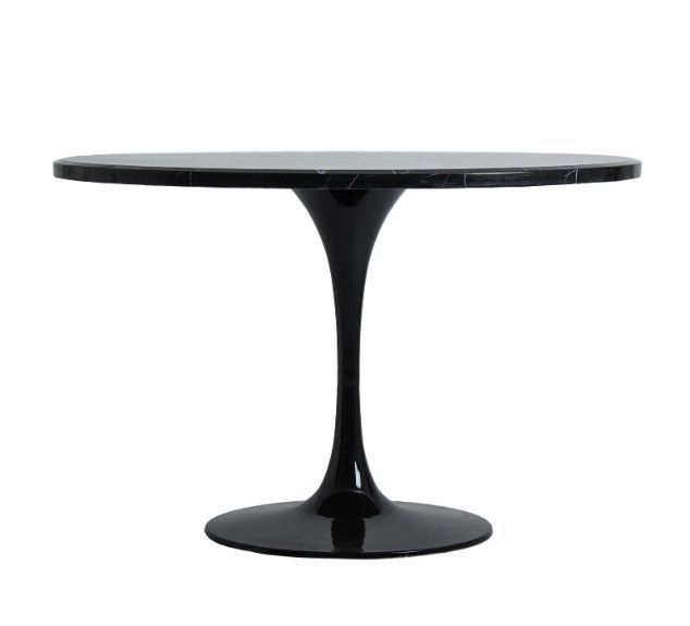 Table à manger ronde marbre et métal noir Nath 120 cm - Photo n°1