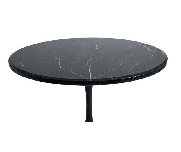 Table à manger ronde marbre et métal noir Nath 120 cm - Photo n°2