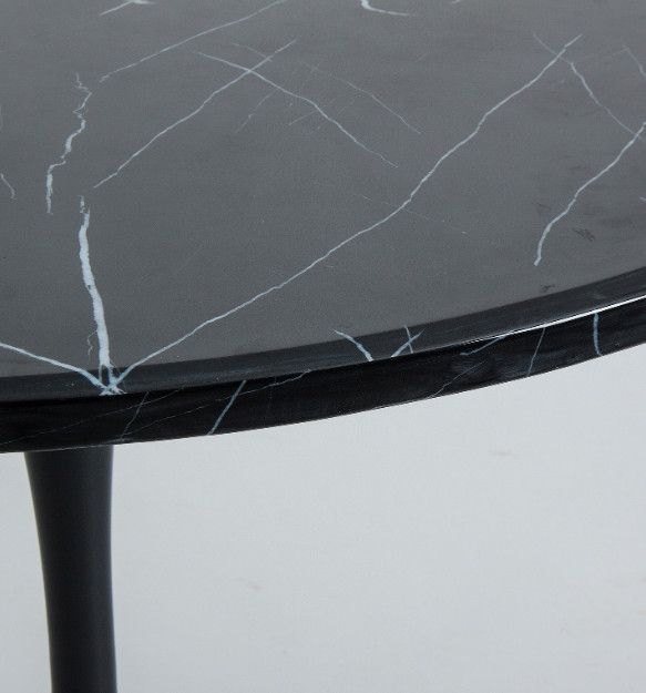 Table à manger ronde marbre et métal noir Nath 120 cm - Photo n°3