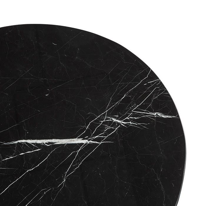 Table à manger ronde marbre noir et fibre de verre Ravies D 90 cm - Photo n°2