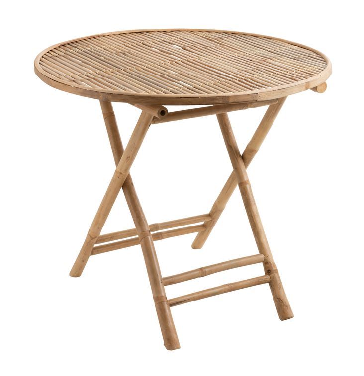 Table à manger ronde pliable bambou clair Nayra D 90 cm - Photo n°1