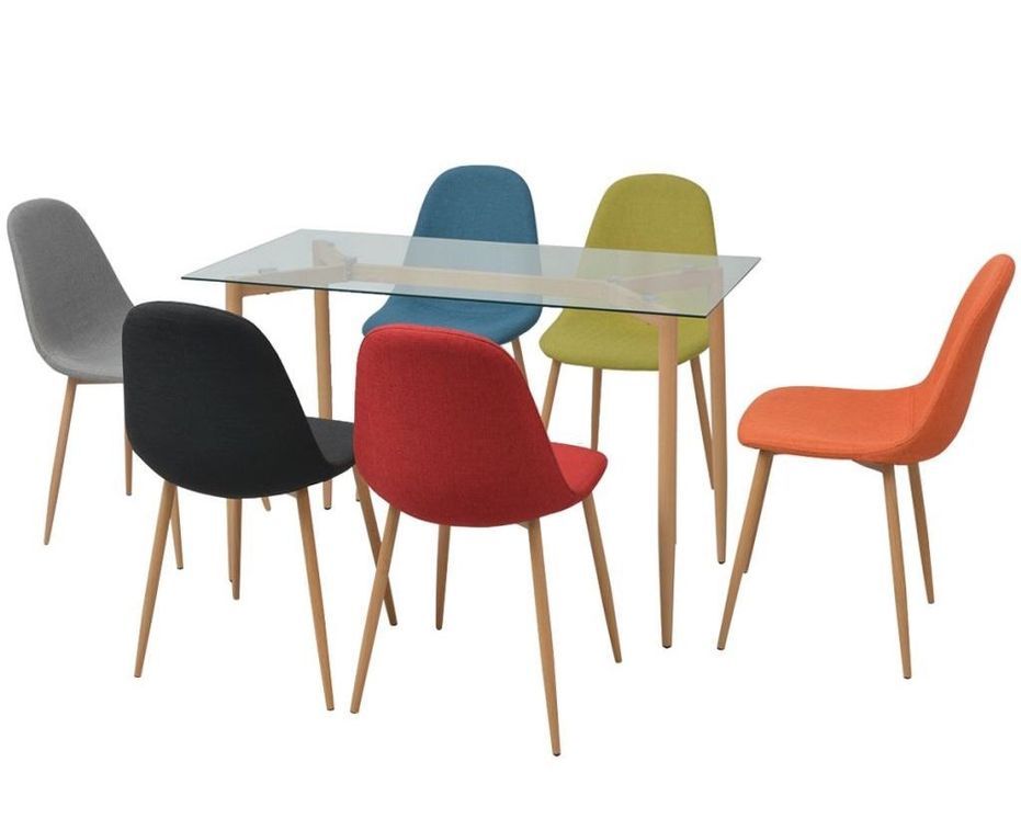 Table à manger scandinave et 6 chaises multi couleurs Kintu - Photo n°1