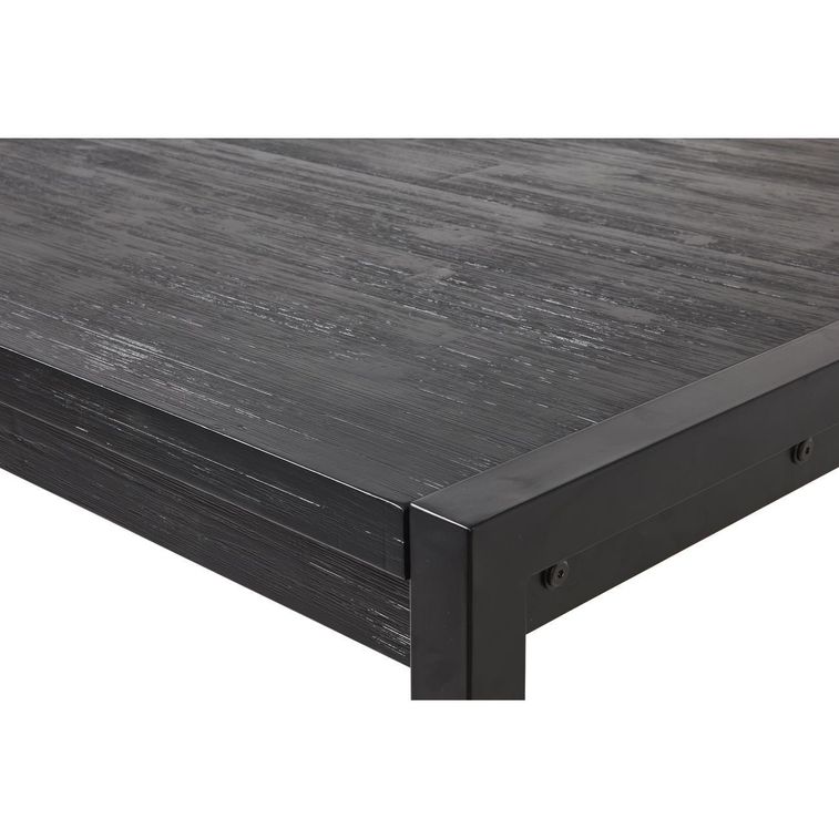Table à rallonge 180/230 cm 10 places bois massif noir vintage et pieds acier noir Zayane - Photo n°3