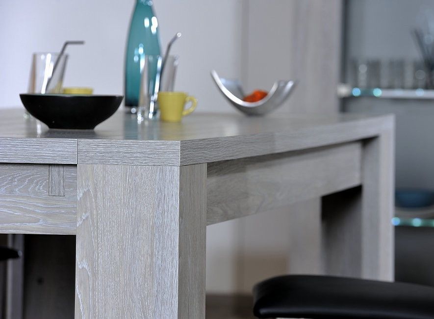 Table à rallonge bois chêne cérusé gris Kathy 180/260 cm - Photo n°7