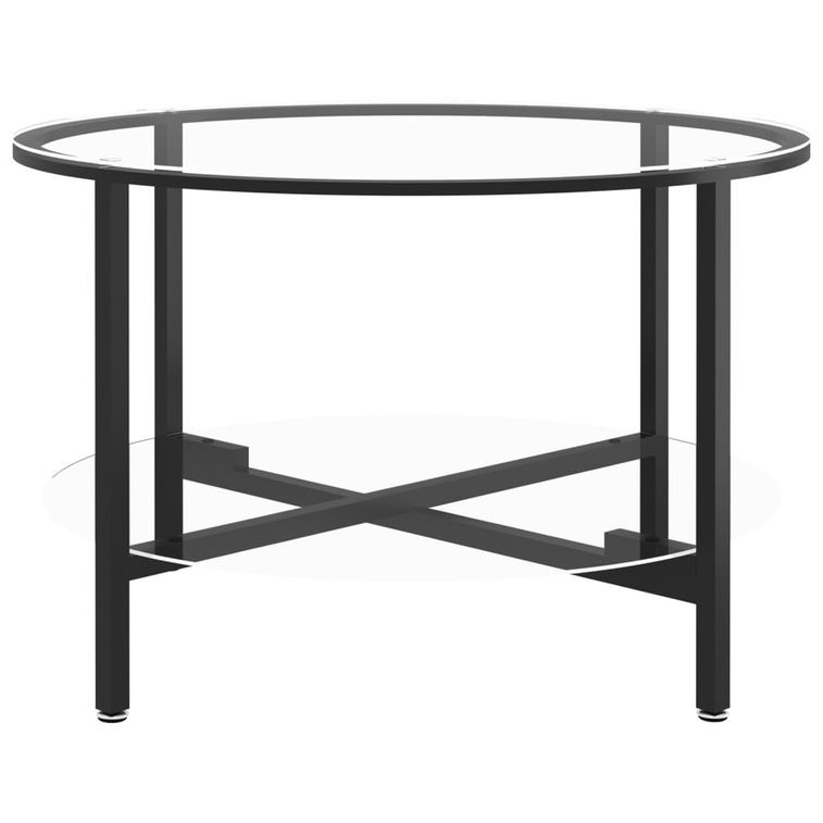 Table à thé Noir et transparent 70 cm Verre trempé 2 - Photo n°3