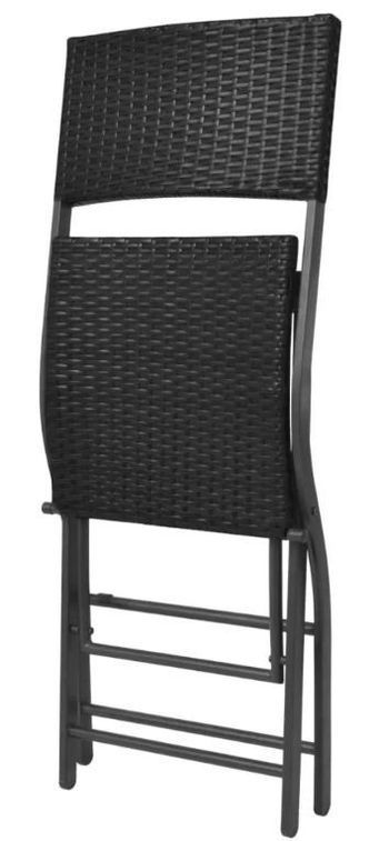 Table bar carrée et 4 chaises de jardin résine tressée noir Klark - Photo n°7