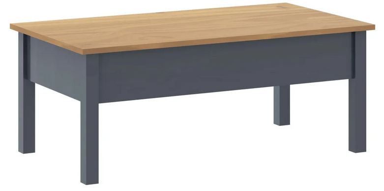 Table basse 1 tiroir pin massif clair et gris Petune 100 cm - Photo n°4