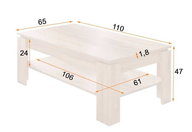 Table basse 2 niveaux blanc mat Koryne L 110 x H 47 x P 65 cm - Photo n°3