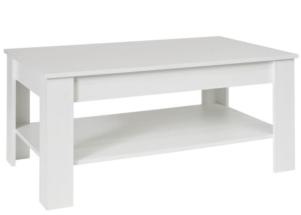 Table basse 2 niveaux blanc mat Koryne L 110 x H 47 x P 65 cm - Photo n°1