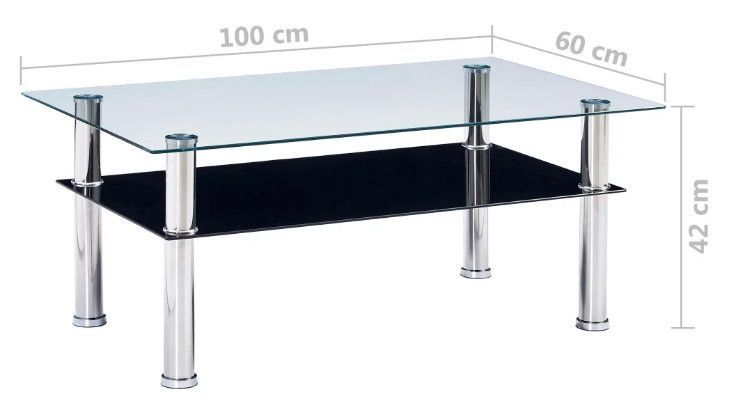Table basse 2 plateaux verre trempé transparent et noir Kyrah - Photo n°5