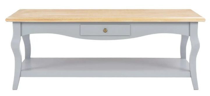 Table basse 2 tiroirs bois clair et pin massif gris Karmen - Photo n°3