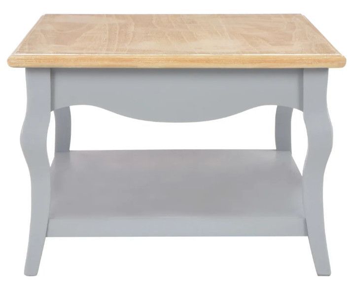 Table basse 2 tiroirs bois clair et pin massif gris Karmen - Photo n°4