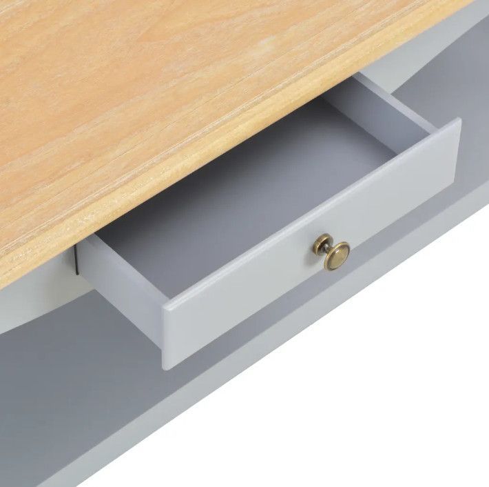 Table basse 2 tiroirs bois clair et pin massif gris Karmen - Photo n°7