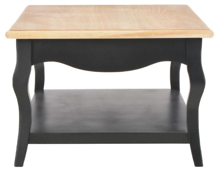 Table basse 2 tiroirs bois clair et pin massif noir Karmen - Photo n°4