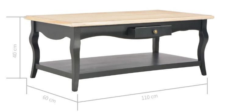 Table basse 2 tiroirs bois clair et pin massif noir Karmen - Photo n°9