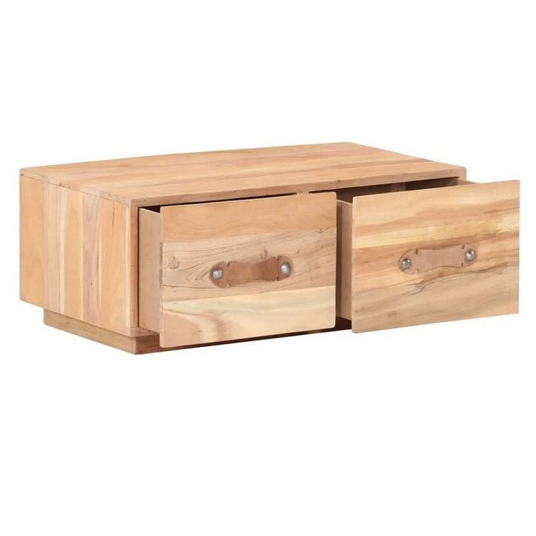 Table basse 2 tiroirs bois de récupération clair Mooth 90 cm - Photo n°2