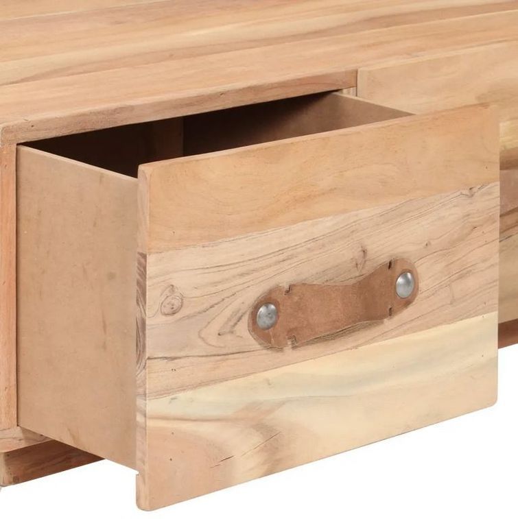 Table basse 2 tiroirs bois de récupération clair Mooth 90 cm - Photo n°4