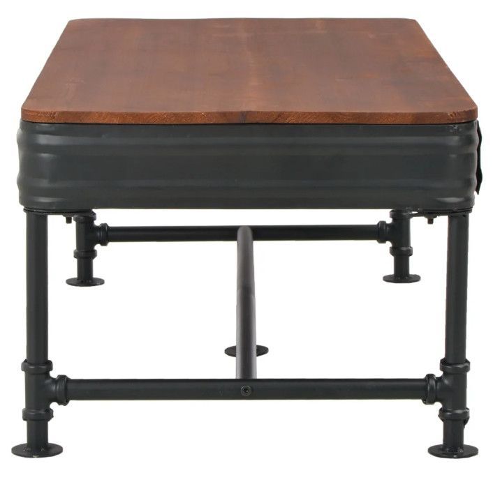 Table basse 2 tiroirs pin massif foncé et métal noir Cassie - Photo n°4