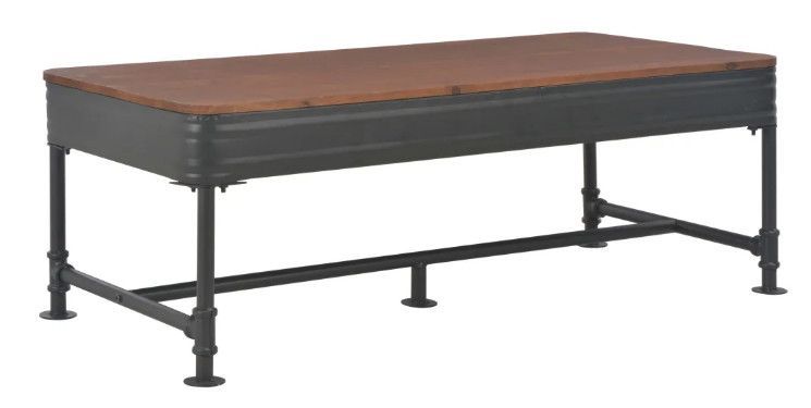 Table basse 2 tiroirs pin massif foncé et métal noir Cassie - Photo n°5