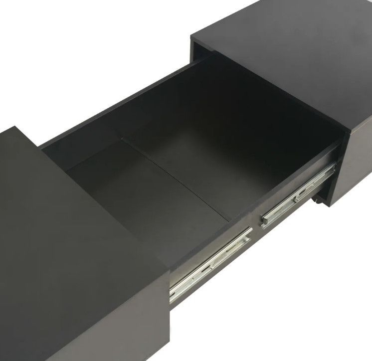 Table basse à roulettes rectangulaire bois noir brillant Bella 120 cm - Photo n°6