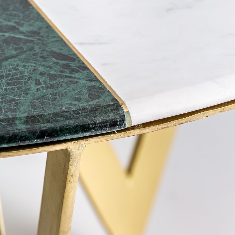 Table basse art déco marbre et pieds métal doré Udwo - Photo n°4