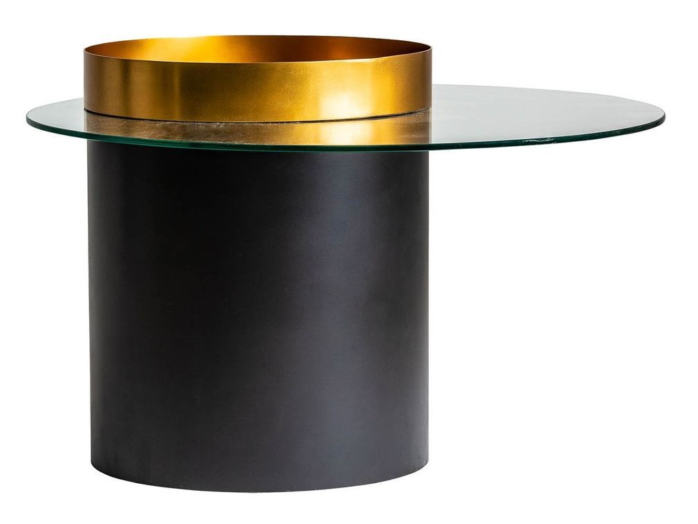 Table basse art déco métal noir doré et plateau verre Zoopi - Photo n°1
