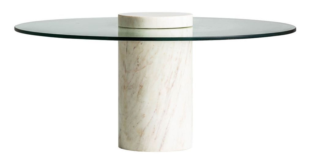 Table basse art déco verre et pied marbre blanc Niox - Photo n°1