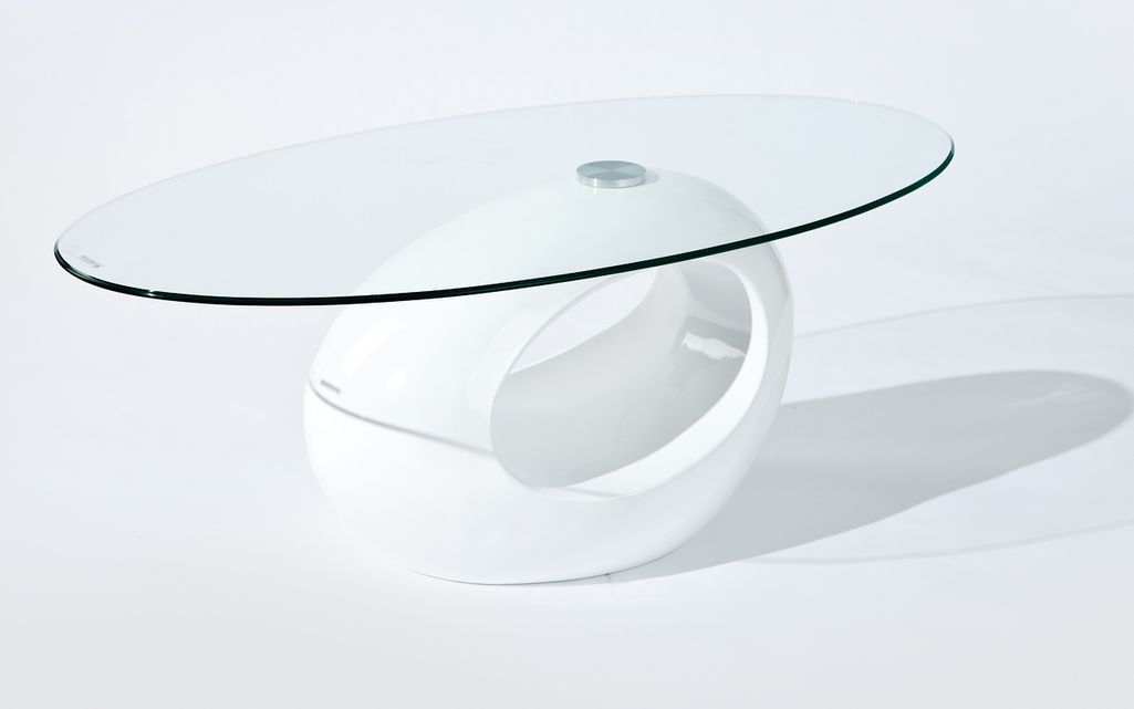 Table basse blanche et plateau verre Naya - Photo n°3