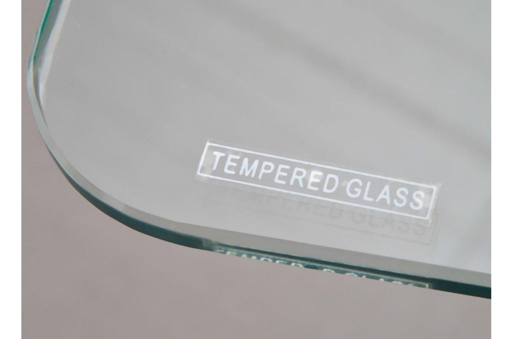 Table basse bois blanc et plateau verre Diana 110 cm - Photo n°2