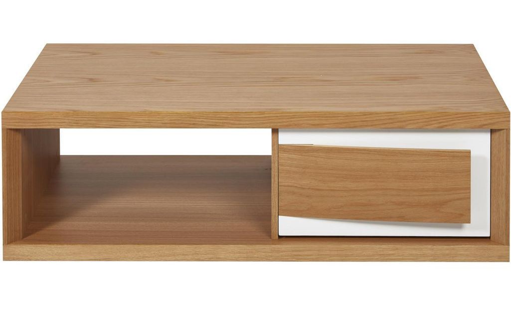 Table basse bois chêne clair et laqué blanc Yaga L 120 cm - Photo n°1