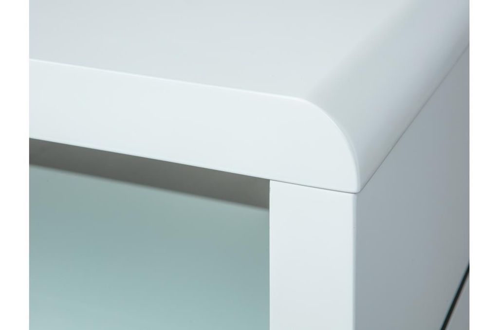 Table basse bois laqué blanc et verre Xona 120 cm - Photo n°4