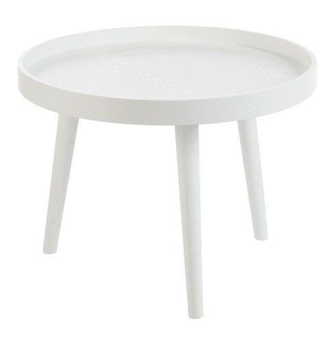 Table basse bois massif blanc Ocel D 60 cm - Photo n°1