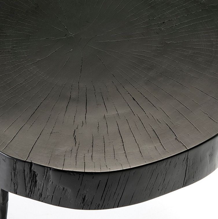 Table basse bois massif et pieds métal noir 105 cm - Photo n°2