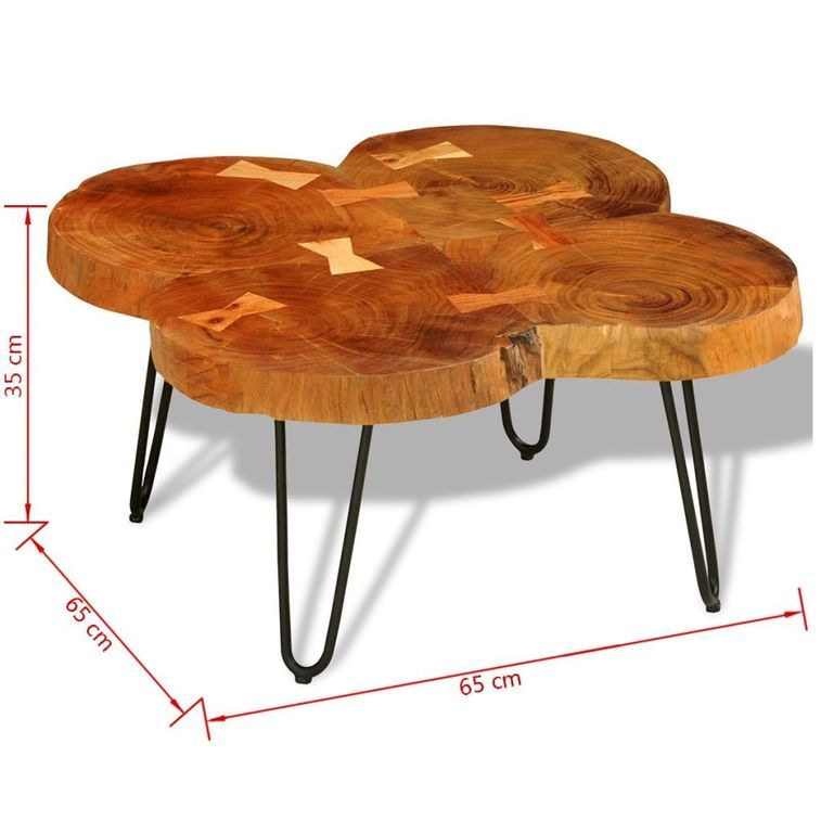 Table basse bois massif finitione 4 troncs Will - Photo n°4