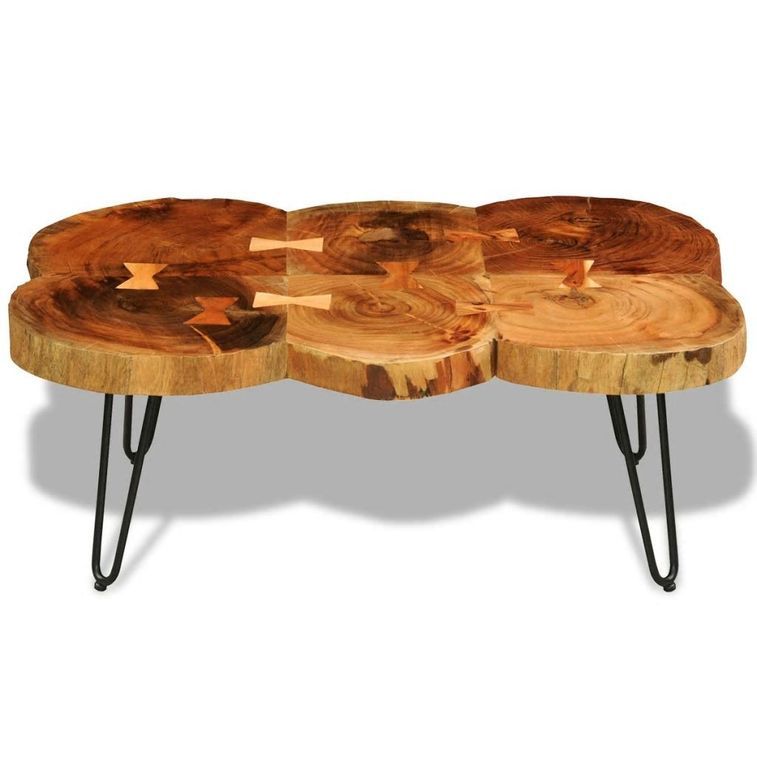 Table basse bois massif finitione 6 troncs Will - Photo n°1