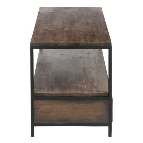 Table basse bois massif foncé et métal noir Uchia L 120 cm - Photo n°4