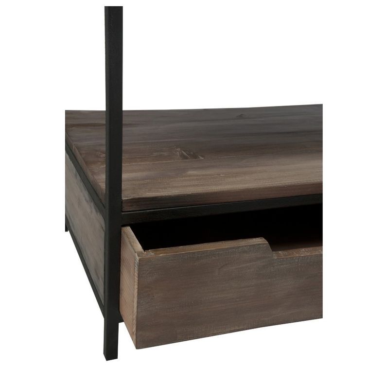 Table basse bois massif foncé et métal noir Uchia L 120 cm - Photo n°5