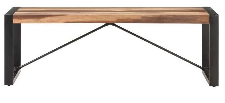 Table basse bois massif foncé et pieds métal noir Tesun 120 cm - Photo n°2
