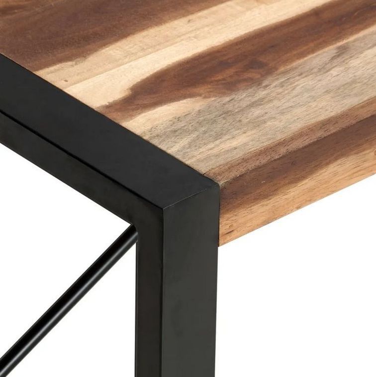 Table basse bois massif foncé et pieds métal noir Tesun 120 cm - Photo n°4