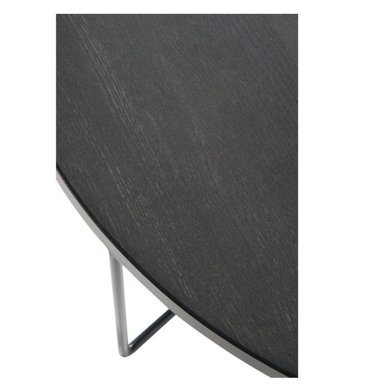 Table basse bois noir et pieds métal marron foncé Ocel D 81 cm - Photo n°2