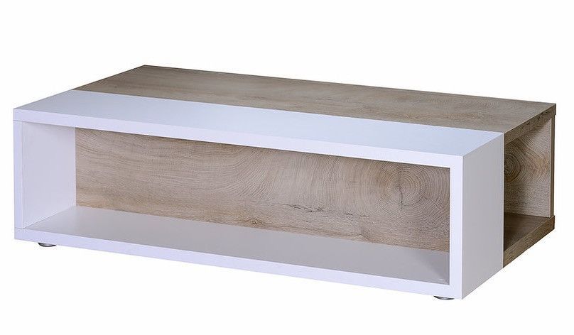 Table basse laqué blanc mat et bois chêne clair Baite - Photo n°1