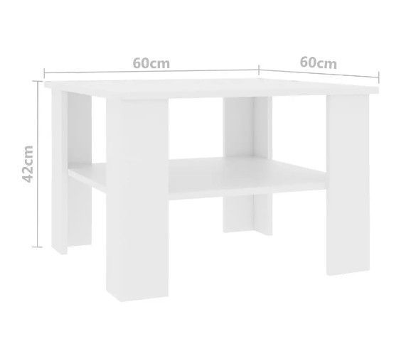 Table basse carrée 1 étagère bois blanc Modra - Photo n°5