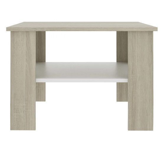 Table basse carrée 1 étagère chêne clair et bois blanc Modra - Photo n°4