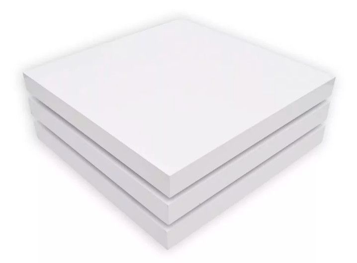 Table basse carrée 3 étagères bois blanc brillant Venti 80 cm - Photo n°7