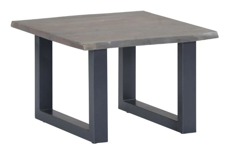 Table basse carrée acacia massif et métal gris Miji - Photo n°1